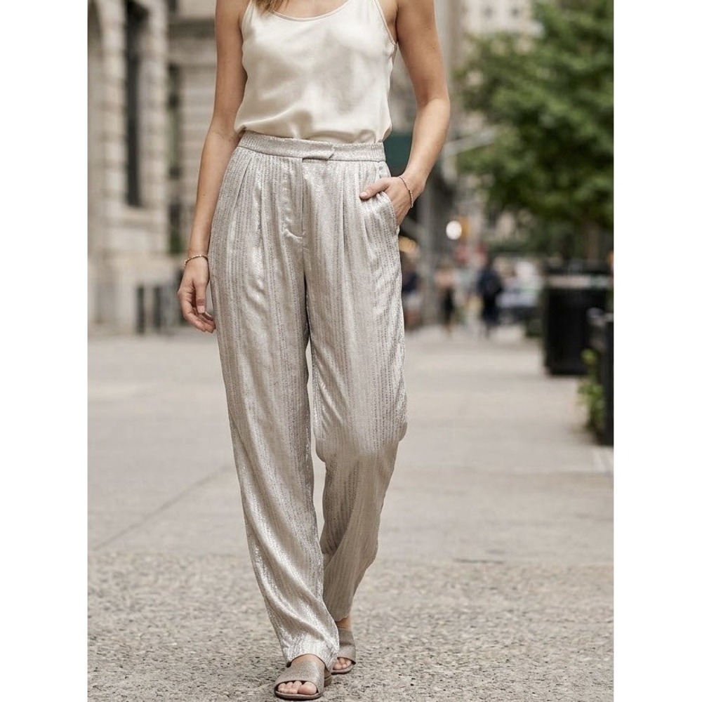 Emporio Armani NWT $725 Metallic Jacquard Pleated Trousers Pants US 36 / IT 36